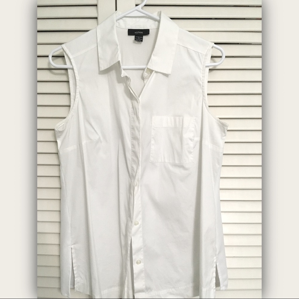 Alfani White Button Up Tank Top Blouse